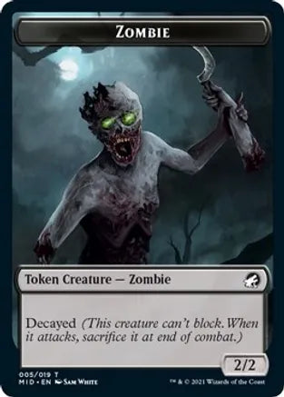 Zombie (005) // Emblem - Wrenn and Seven Double-sided Token - Innistrad: Midnight Hunt (MID)